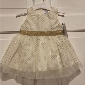 New Carter’s Creme and Gold Tulle Dress - Size‎ NB